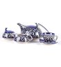 Unravel India Ceramic Mughal Handpainted Blue Tea Set (15 pcs.)