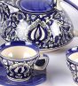 Unravel India Ceramic Mughal Handpainted Blue Tea Set (15 pcs.)