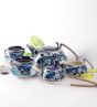 Unravel India Ceramic Moroccan Handpainted Blue Tea Set (15 pcs.)