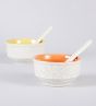 Unravel India ceramic offwhite soup set(Set of 6)