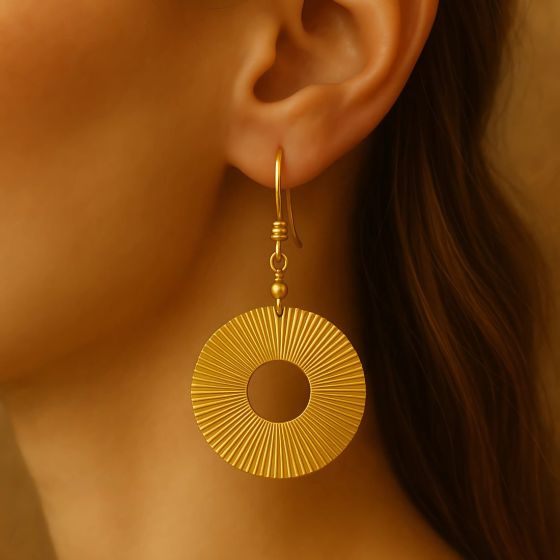 Unravel India Brass Circle Earrings for Women & Girls
