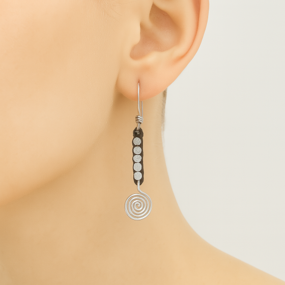 Unravel India Silver Spiral Thread Earrings for Women & Girls
