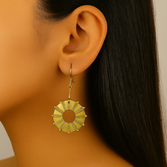Unravel India Handcrafted Festive Brass Circle Earrings with Ghungroo Beads for Women & Girls