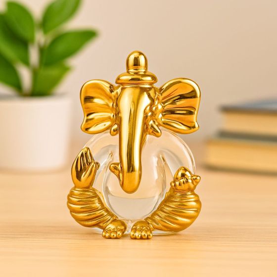 Unravel India Handcrafted Glass Ganesha Idol – Decorative Showpiece for Home & Gifting
