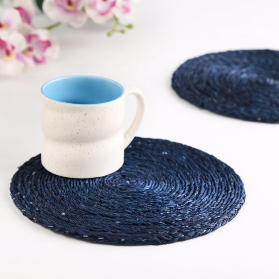 Unravel India Sabai grass black dish coaster set(Set of 2)