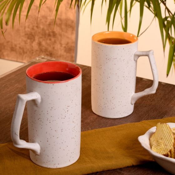 Unravel India stoneware matte finish beer mug(Set of 2)