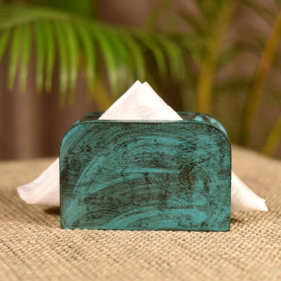 Unravel India Antique Finish Mango Wood Napkin Holder