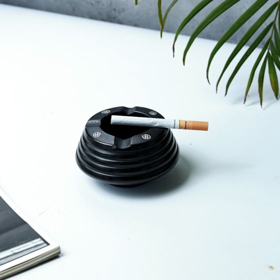 Unravel India handpainted terracotta black terracotta ash tray