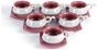 Unravel India Handcrafted Ceramic Tea Cup and Saucer Set, Grey and Burgundy, Set of 12