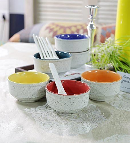 Unravel India ceramic offwhite soup set(Set of 6)