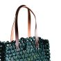 Unravel India Handwoven Emerald Green Tote Bag with Leather Handles