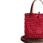Unravel India Handcrafted Woven Tote Bag with Leather Handles – Ruby Red
