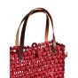 Unravel India Handcrafted Woven Tote Bag with Leather Handles – Ruby Red