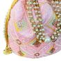 Unravel India Pastel Pink Embroidered Potli Bag with Pearl Handle | Designer Ethnic Clutch for Women