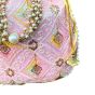 Unravel India Pastel Pink Embroidered Potli Bag with Pearl Handle | Designer Ethnic Clutch for Women