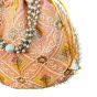 Unravel India Peach Embroidered Potli Bag with Pearl Handle | Traditional Wedding Clutch for Women