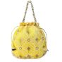Unravel India Handcrafted Yellow Brocade Pearl Potli Bag for Women | Festive & Wedding Ethnic Potli