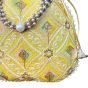 Unravel India Handcrafted Yellow Brocade Pearl Potli Bag for Women | Festive & Wedding Ethnic Potli