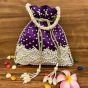 Unravel India Handcrafted Purple Velvet Pearl Potli Bag for Women | Party & Wedding Ethnic Handbag