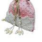 Unravel India Handcrafted Pink Velvet Pearl Potli Bag for Women | Festive & Bridal Potli Purse