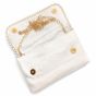 Unravel India Handcrafted White Pearl Embroidered Clutch Bag for Women | Wedding & Bridal Ethnic Handbag