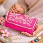 Unravel India Handcrafted Hot Pink Pearl Embroidered Clutch Bag for Women | Wedding Party Clutch