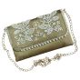 Unravel India Handcrafted Golden Pearl Embroidered Clutch Bag for Women | Bridal Wedding Clutch