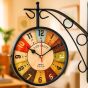 Unravel India 8 Inch Multicolor Vintage Double-Sided Wall Clock – Artistic Retro Design