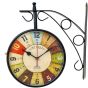 Unravel India Premium 12 Inch Multicolor Double-Sided Wall Clock – Retro Artistic Station Style