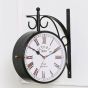 Unravel India 10 Inch Black Victorian Double-Sided Wall Clock – Station Style White Dial