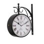 Unravel India 8 Inch Black Victorian Double-Sided Wall Clock – White Dial Roman Numerals