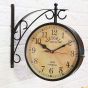 Unravel India 10 Inch Victoria Station Double-Sided Wall Clock – Black Iron Vintage Style