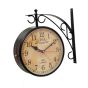 Unravel India 8 Inch Victoria Station Double-Sided Wall Clock – Arabic Numerals Beige Dial