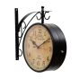 Unravel India 10 Inch Victoria Station Double-Sided Wall Clock – Black Iron Vintage Style