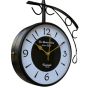 Unravel India 10 Inch Contemporary Double-Sided Wall Clock – Black Frame White Dial Golden Hands