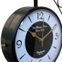 Unravel India 10 Inch Contemporary Double-Sided Wall Clock – Black Frame White Dial Golden Hands