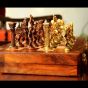 Unravel India Roman Brass Chess Set with wooden board