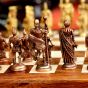 Unravel India Roman Brass Chess Set with wooden board