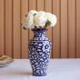 Unravel India "Blue Art Pottery" Ceramic Unique Decorative Vase for Home Decor, (10 X 3.5 Inch, Blue & White)