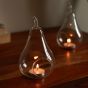 Unravel India Crystal Glass Tealight Candle Holders in Pear Shape for Home Decor Tabletop Decoration Wedding Centerpieces and Festive Lighting