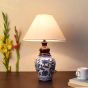 Unravel India Blue pottery mugal art ceramic matka decorative Lamp (Blue,Off-white)