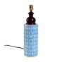 Unravel India Blue pottery white leave and yellow dot ceramic cylindrical decorative Lamp (Multicolor)