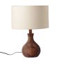 Unravel India "Matka Ribbed" sheesham wood table lamp with off-white shade