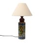 Unravel India Blue pottery "Mugal Bageecha Cylindrical" ceramic decorative Lamp (Multicolor)