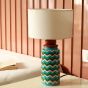 Unravel India Handcrafted Ceramic Table Lamp with Zigzag Pattern – Multicolor