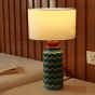 Unravel India Handcrafted Ceramic Table Lamp with Zigzag Pattern – Multicolor