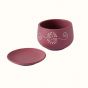 Unravel India "Flower Motif" maroon handmade & handpainted planter pot with tray in terracotta