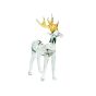 Unravel India Handcrafted Crystal Glass Deer Figurine with Golden Antlers – Elegant Home Décor Showpiece