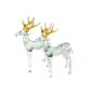 Unravel India Handcrafted Duo Crystal Glass Deer Figurine with Golden Antlers - Elegant Home Décor Showpiece