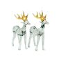Unravel India Handcrafted Duo Crystal Glass Deer Figurine with Golden Antlers - Elegant Home Décor Showpiece